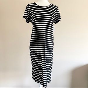 NWT Old Navy Black White Stripe Midi Tunic Dress S